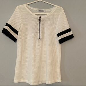 MISSLOOK White and Black Short Sleeve Top sz M